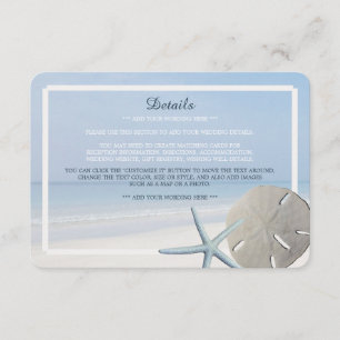 Carte D'accompagnement Sand Dollar et Starfish Beach Wedding Détail