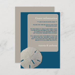 Carte D'accompagnement Sand dollar, Ocean Blue Beach Wedding Détail