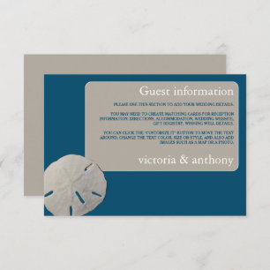Carte D'accompagnement Sand dollar, Ocean Blue Beach Wedding Détail