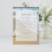 Carte D'accompagnement Sandy Beach Ocean Seashell Mariage Bienvenue (Debout devant)