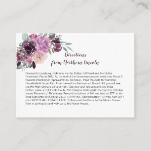 Carte D'accompagnement Sangria Purple Mauve Floral Directions  