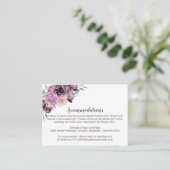 Carte D'accompagnement Sangria Violet Mauve Floral Hébergements | (Debout devant)