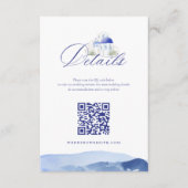 Carte D'accompagnement Santorini Grèce Aquarelle Mariage Détail QR Code (Devant)