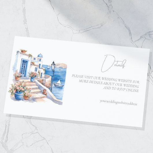 Carte D'accompagnement Santorini Grèce Détails du Mariage