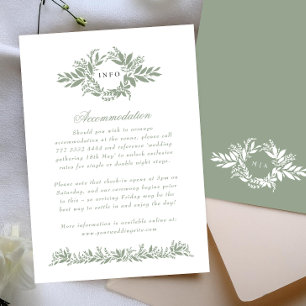 Carte D'accompagnement sauge vert botanique couronne mariage informations