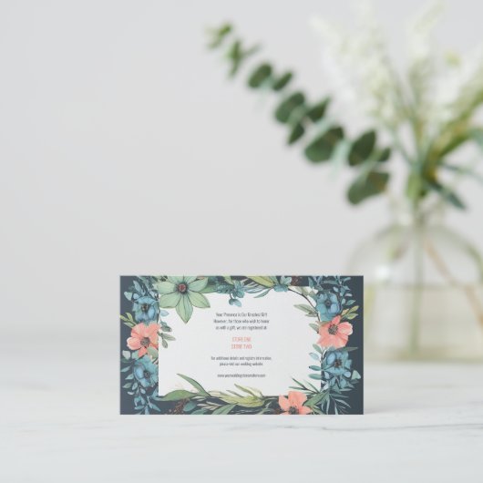 Carte D'accompagnement Saumon floral Whimsical Mariage bleu vert (Debout devant)