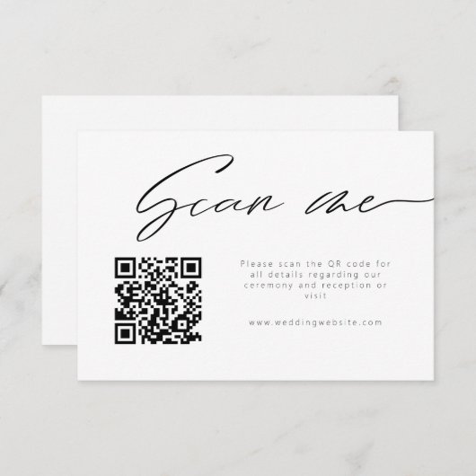 Carte D'accompagnement Scan Me Modern Calligraphy QR Code Détails (Devant / Derrière)