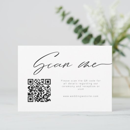 Carte D'accompagnement Scan Me Modern Calligraphy QR Code Détails (Debout devant)