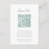 Carte D'accompagnement Scan me QR code mariage site Web monogramme vert (Dos)