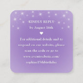 Carte D'accompagnement Scan Me QR RSVP Quinceañera Crown Lilac Purple (Dos)