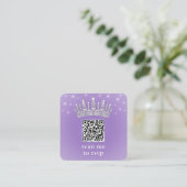 Carte D'accompagnement Scan Me QR RSVP Quinceañera Crown Lilac Purple (Debout devant)