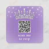 Carte D'accompagnement Scan Me QR RSVP Quinceañera Crown Lilac Purple (Devant)