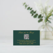 Carte D'accompagnement Scan Me RSVP Emerald Gold Mariage QR Code (Debout devant)