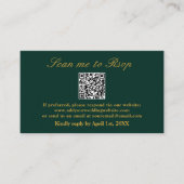 Carte D'accompagnement Scan Me RSVP Emerald Gold Mariage QR Code (Devant)