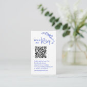 Carte D'accompagnement Scan Me RSVP Mariage bleu français QR Code RSVP (Debout devant)