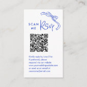 Carte D'accompagnement Scan Me RSVP Mariage bleu français QR Code RSVP (Devant)
