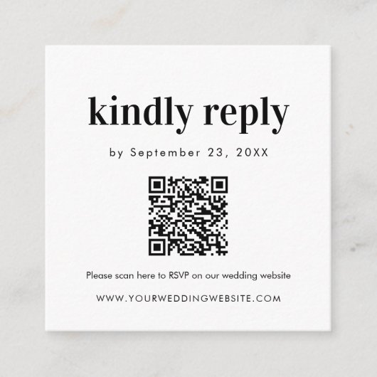 Carte D'accompagnement Scan QR code RSVP Bold Mariage Insertion (Devant)