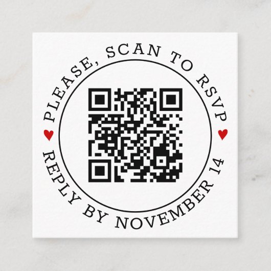 Carte D'accompagnement Scan QR code RSVP photo noir et blanc mariage En (Devant)