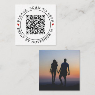 Carte D'accompagnement Scan QR code RSVP photo noir et blanc mariage En