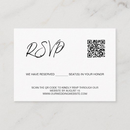 Carte D'accompagnement SCAN QR code site du mariage Sièges réservés (Devant)