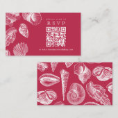 Carte D'accompagnement Scan QR Code VIva Magenta Nautical Seashell RSVP (Devant / Derrière)