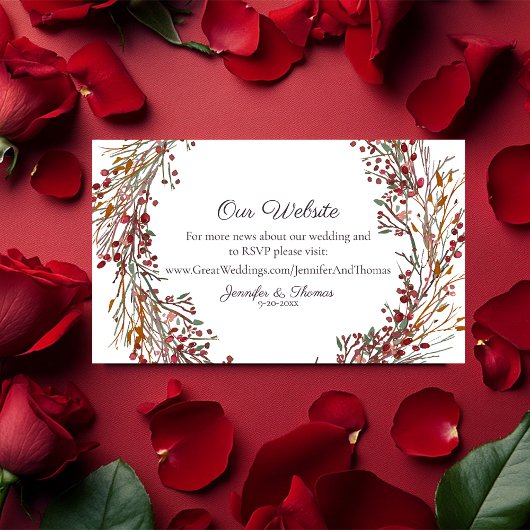 Carte D'accompagnement Scarlet Red Winter Wreath Floral Mariage Website