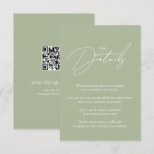 Carte D'accompagnement Scénario de simulation calligraphie sauge vert QR  (Devant / Derrière)