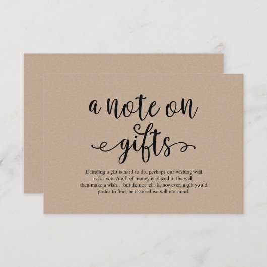 Carte D'accompagnement Scénario noir kraft rustique, Une note sur les cad (Devant / Derrière)