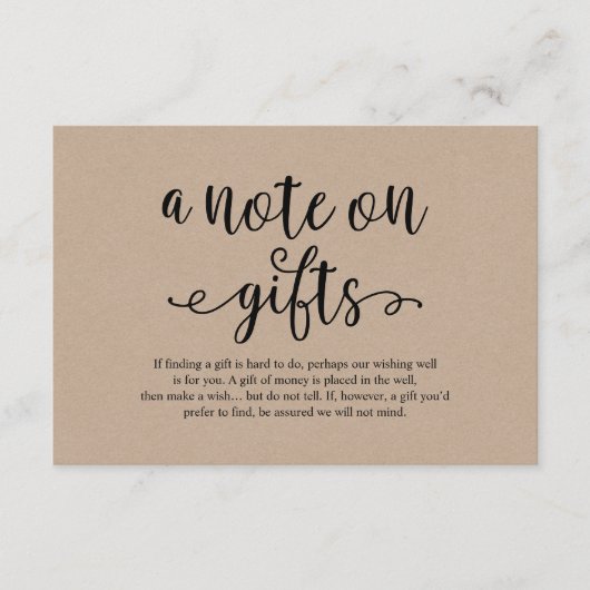 Carte D'accompagnement Scénario noir kraft rustique, Une note sur les cad (Devant)