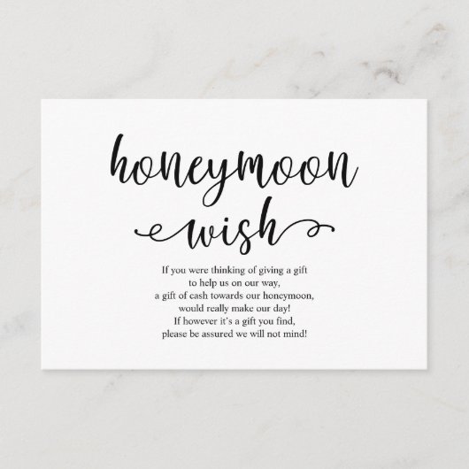 Carte D'accompagnement Scénario noir rustique, Mariage Honeymoon Wish Fun (Devant)