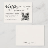 Carte D'accompagnement Scribble à main Quirky QR Code RSVP Mariage (Devant / Derrière)