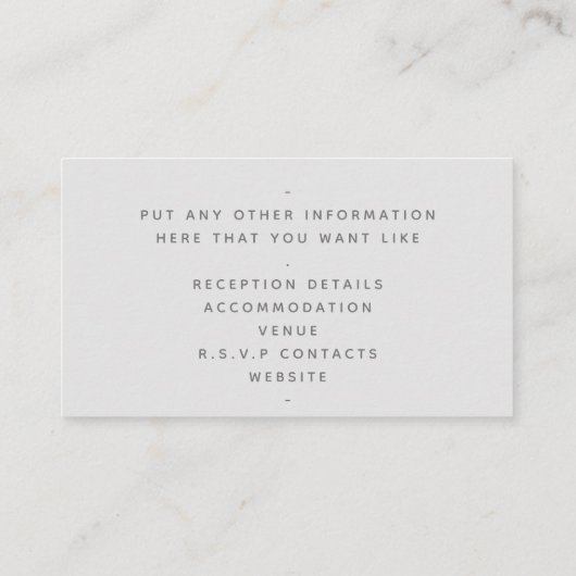 Carte D'accompagnement Script à effet doré, les détails gris clair (Dos)