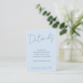 Carte D'accompagnement Script Bleu Clair Détails du site Web de Mariage Q (Debout devant)