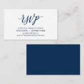 Carte D'accompagnement Script bleu marine esthétique, mariage RSVP répond (Devant / Derrière)