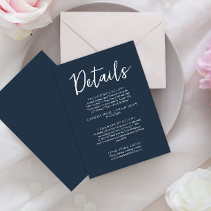 Carte D'accompagnement Script bleu marine minimaliste Détails Mariage mod