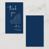 Carte D'accompagnement Script bleu marine moderne, Merci Mariage (Devant / Derrière)