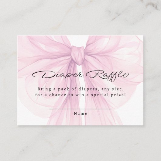 Carte D'accompagnement Script Blush Bow Diaper Raffle Insert (Devant)