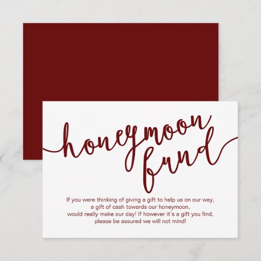 Carte D'accompagnement Script bourguignon rustique, Fonds pour lune de mi (Devant / Derrière)