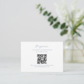 Carte D'accompagnement Script BUDGET Dusty Blue Mariage QR Code Rsvp (Debout devant)