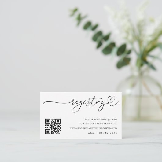 Carte D'accompagnement Script cardiaque moderne Qr Code Mariage Registre  (Debout devant)