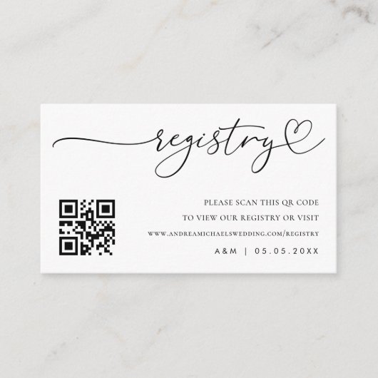Carte D'accompagnement Script cardiaque moderne Qr Code Mariage Registre  (Devant)