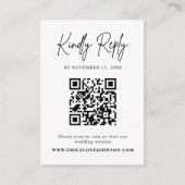 Carte D'accompagnement Script classique QR Code Mariage RSVP (Devant)