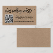 Carte D'accompagnement Script de brosse moderne Kraft Mariage site Web QR (Devant / Derrière)