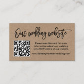 Carte D'accompagnement Script de brosse moderne Kraft Mariage site Web QR (Devant)