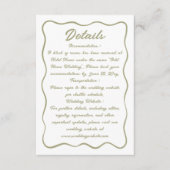 Carte D'accompagnement Script de cadre ondulé blanc clair vert olive (Devant)