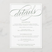 Carte D'accompagnement Script de calligraphie classique Mariage blanc et (Devant)