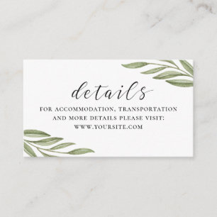 Carte D'accompagnement Script de feuillage vert détails du mariage + code
