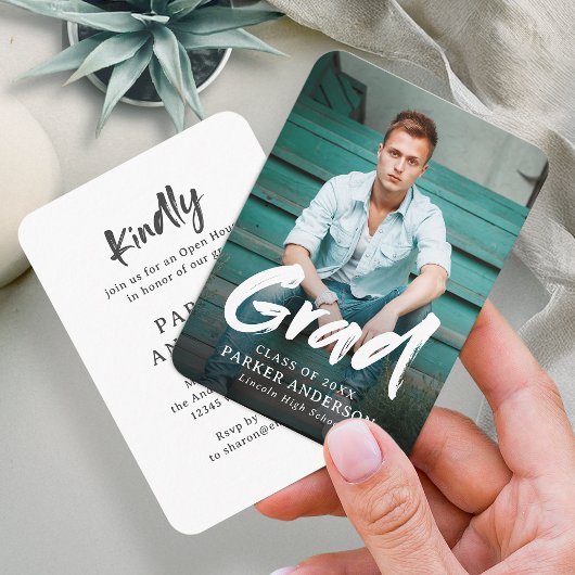 Carte D'accompagnement Script de pinceau moderne Photo Graduation Invitat