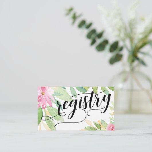 Carte D'accompagnement Script de registre nuptiale Fleurs d'aquarelle col (Debout devant)