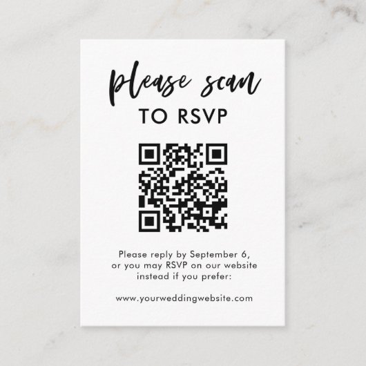 Carte D'accompagnement Script Décontracté | RSVP avec code QR et photo (Devant)
